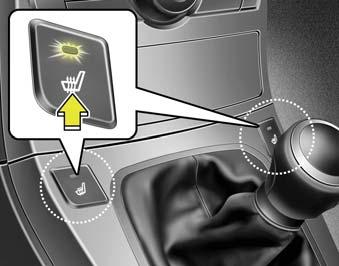 System bezpieczeństwa samochodu OBK039009 C010107ABK Podgrzewanie siedzeń (opcja) Służy do podwyższania temperatury siedzeń przednich przy niskiej temperaturze otoczenia.