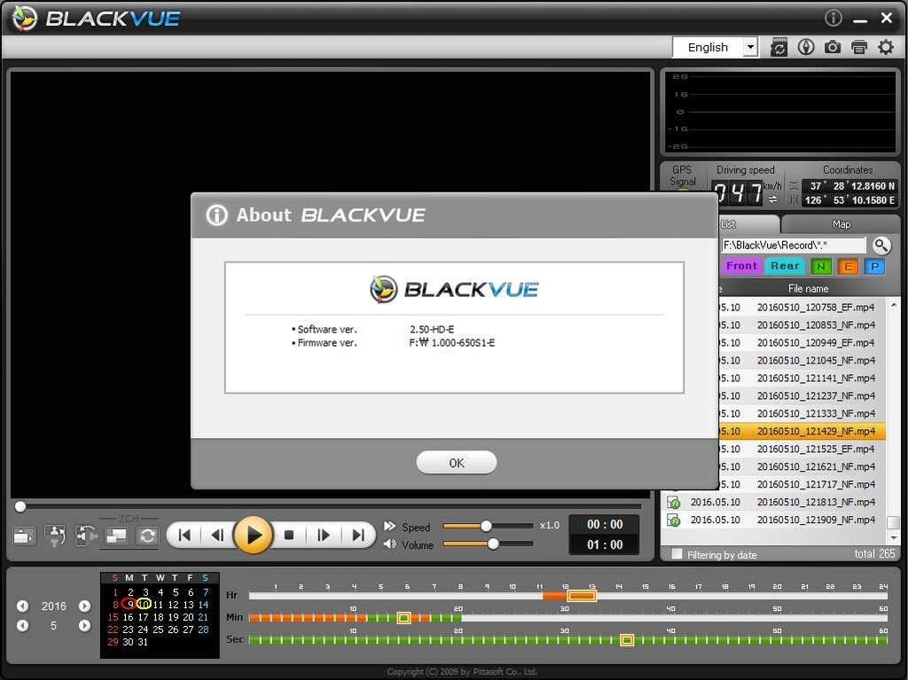 10.2 Windows, Mac OS 1. Uruchom Blackvue Viewer (rozdział 6.1) 2.