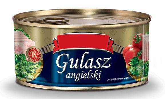 Gulasz wieprzowy może być z drobiu Gulasz angielski (puszka) 6,10 zł 92% mięsa wieprzowego