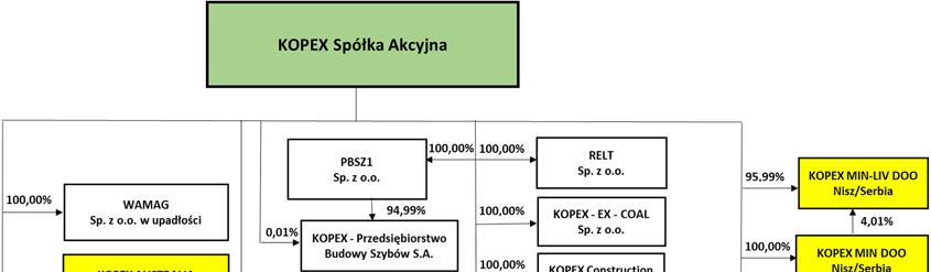 1. OPIS ORGANIZACJI GRUPY KAPITAŁOWEJ EMITENTA Grupę Kapitałową KOPEX (Grupa Kapitałowa Emitenta, Grupa