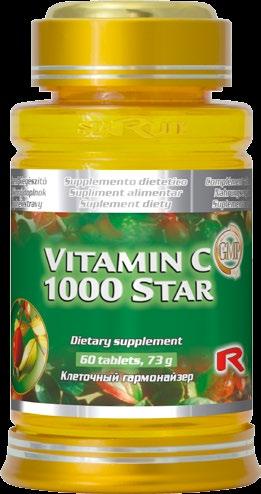 VITAMIN C 1000 STAR stanowi źródło witaminy C Witamina C pomaga: w tworzeniu kolagenu utrzymać dobry stan dziąseł utrzymać prawidłowe funkcjonowanie białych krwinek w tworzeniu żółci swoim działaniem