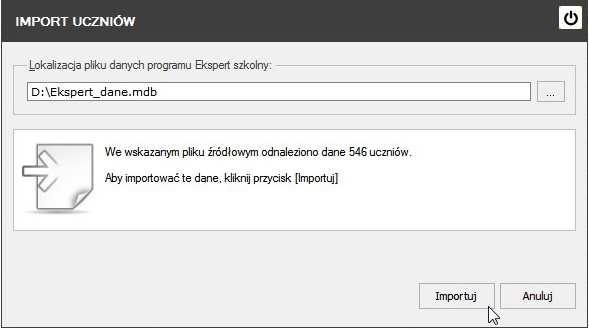 mdb Nowa funkcja umożliwia dopisanie do istniejących danych w programie, danych zgromadzonych przez program Ekspert szkolny, ale na przykład w innej szkole lub innym komputerze tej samej szkoły.