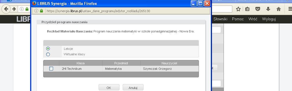 każdego nauczanego przedmiotu.