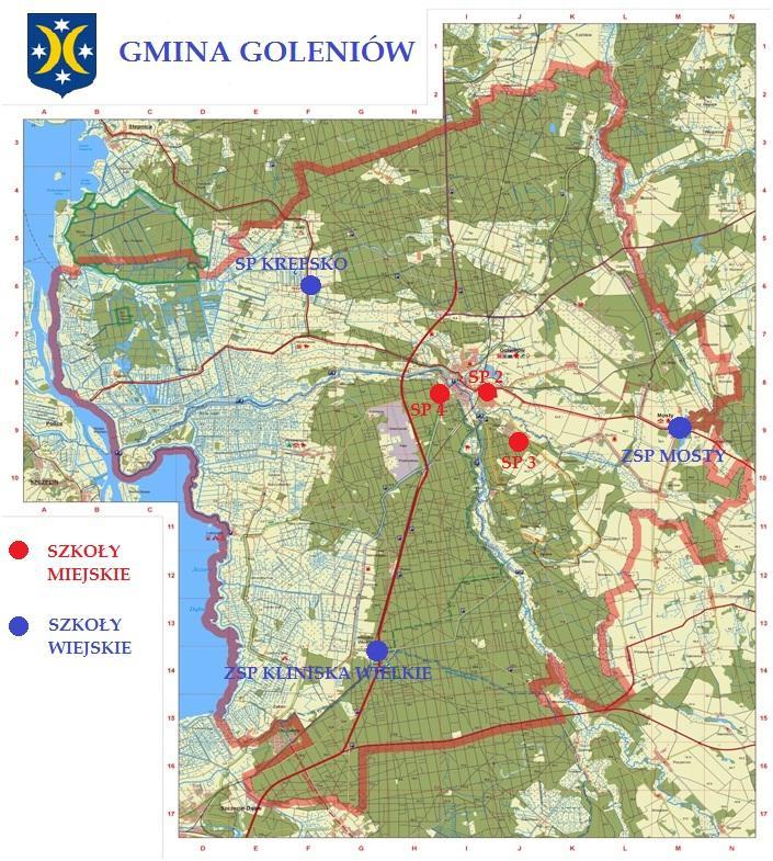 MODEL SIECI SZKÓŁ JAKO ZBIÓR SILNYCH OŚRODKÓW EDUKACYJNYCH GMINA GOLENIÓW Model zakłada funkcjonowanie gminnych szkół publicznych: tworzących zespoły przedszkolnoszkolne, równomiernie rozmieszczonych