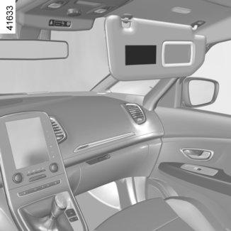 BEZPIECZEŃSTWO DZIECI: wyłączanie, włączanie przedniej poduszki powietrznej pasażera AIRBAG (2/3) A A 4 Oznaczenia na desce rozdzielczej i naklejki A po obu stronach osłony przeciwsłonecznej pasażera