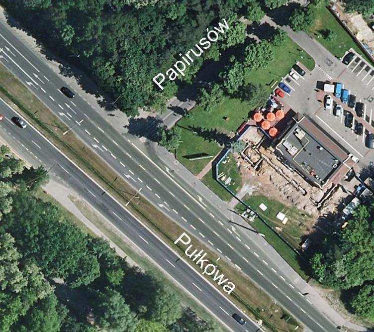 Rys. 18 skrzyżowanie ul. Pułkowej z ul. Papirusów, rzut.