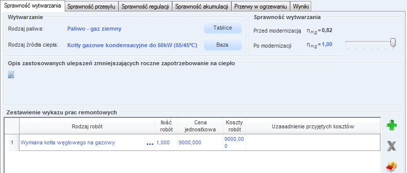 Praca z modułem Audyt Rys 353. Pola do charakterystyki wytwarzania ciepła wg Rozporządzenia MI z 17.03.2009.