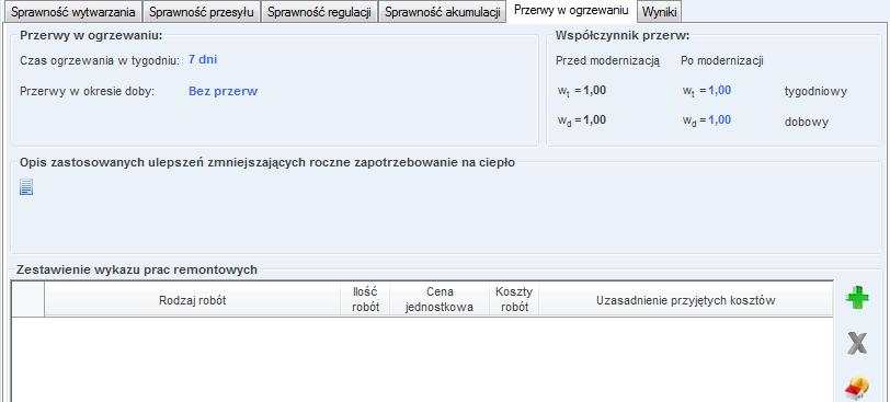 Praca z modułem Audyt t SG [h] - czas trwania sezonu grzewczego, wartość pobierana z części strefy cieplne z parametrów Ld (dla normy PN B 02025) t (dla norm PN EN 832 i 13790).