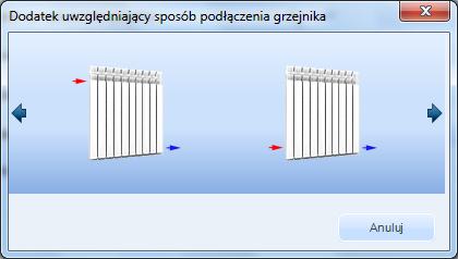 Opis danych wejściowych projektu Rys 21. Dodatek na uwzględniający sposób podłączenia grzejników Rys 22.