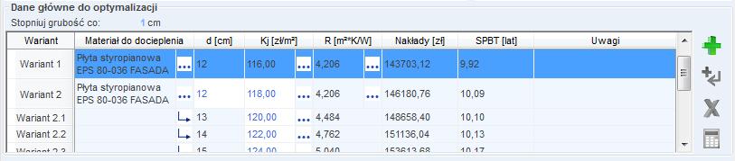 Praca z modułem Audyt 10.2.4.2.3 Dane główne do optymalizacji Rys 414. Pole Dane główne do optymalizacji.