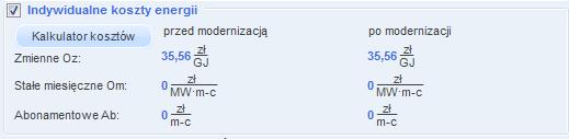 Praca z modułem Audyt 10.2.5.2.2 Indywidualne koszty energii. Rys 423. Pole do podania indywidulanych kosztów energii.