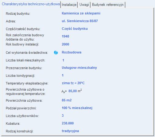 Certyfikat 12.3.1.2 Zakładka Charakterystyka techniczno-użytkowa Rys 475.