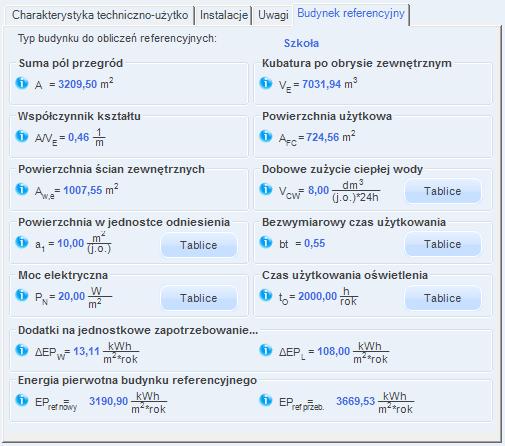 Certyfikat 12.3.1.5 Zakładka Budynek referencyjny Rys 478. Zakładka Budynek referencyjny (wzór Budynek i Część budynku.