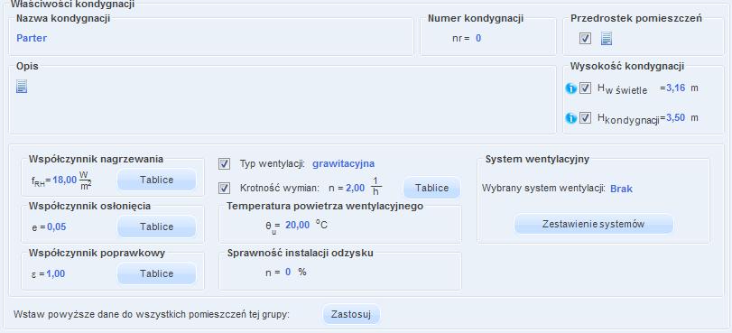 Opis obliczeń strat ciepła w pomieszczeniu Rys 96.