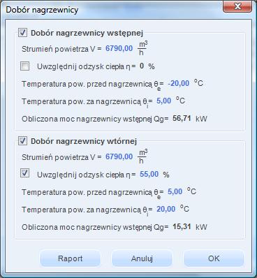 Opis obliczeń strat ciepła w pomieszczeniu SYSTEM WENTYLACJI funkcja ta przydatna jest dla osób, które chcą policzyć moc nagrzewnic, w polu Wybrane systemy wentylacji użytkownik wybiera stworzony