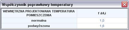 Opis obliczeń strat ciepła w pomieszczeniu Rys 120. Podpowiedź współczynnik f RH dla osłabienia nocnego max.