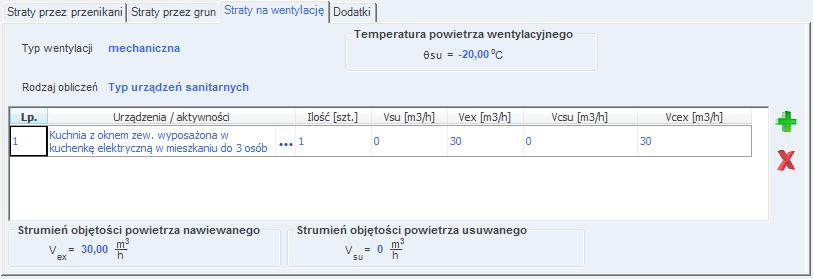 Opis obliczeń strat ciepła w pomieszczeniu Rys 155. Podpowiedź krotność wymian STRUMIEN POWIETRZA WYWIEWANEGO V ex [m 3 /h] pole służące definiowania strumienia powietrza wywiewanego z pomieszczenia.