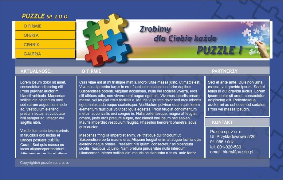 Praca z plikiem.psd To ćwiczenie wymagać będzie dużego nakładu samodzielnej pracy z zaimportowanym plikiem.psd, w którym zawarty jest layout strony internetowej.