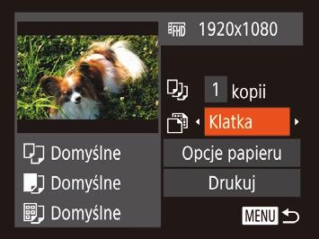 Za pomocą przycisków [ ][ ] lub pokrętła [ ] wybierz ikonę [ ], a następnie wybierz metodę drukowania za pomocą przycisków [ ][ 3 Wydrukuj zdjęcie.