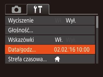 Ustawianie daty i godziny Jeśli po włączeniu aparatu wyświetlany jest ekran [Data/godz], ustaw bieżącą datę i godzinę w podany niżej sposób.