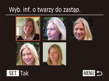 Aby sprawdzić imię lub datę urodzenia, wybierz opcję [Edytuj profil] (za pomocą przycisków [ ][ ] lub pokrętła [ ]), a następnie naciśnij przycisk [ Na wyświetlonym ekranie możesz edytować imię lub