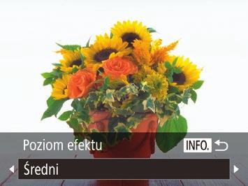 Naciśnij przycisk [ ], wybierz jeden z odcieni koloru (za pomocą przycisków [ ][ ] lub pokrętła [ ]), a następnie ponownie naciśnij przycisk [ Naciśnij przycisk [ ], wybierz poziom intensywności