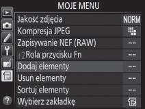 Korzystanie z menu aparatu Wybierak wielofunkcyjny i przycisk J służą do poruszania się w menu aparatu.