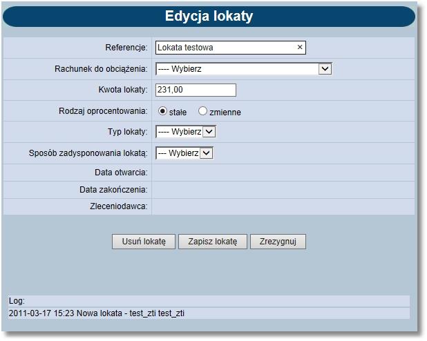 Rozdział 12 Lokaty 12.4. Edycja/Usunięcie dyspozycji lokaty Użytkownik ma możliwość edycji oraz usunięcia dyspozycji lokaty.