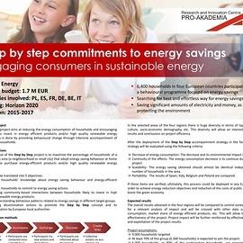 Step by step commitments to energy savings Engaging consumers in sustainable energy Techniczne i ekonomiczne perspektywy