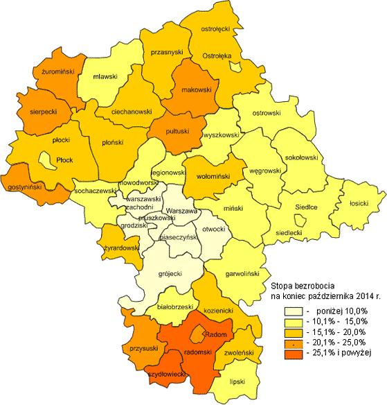 W porónaniu z innymi krajami Unii Europejskiej (edług yliczeń Eurostat) stopa bezrobocia końcu rzesień 2014 r. Polsce ynosiła 8,7% (przy średniej Unii Europejskiej 10,1%).