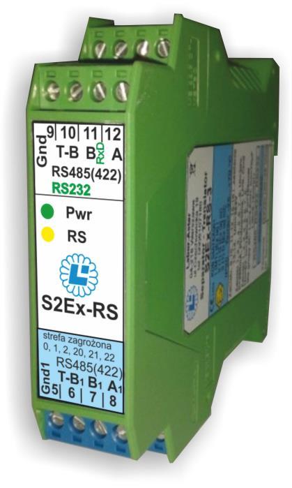 STREF GROŻON + - V 0 T- RS() Pwr RS SEx-RS strefa zagrożona 0,,, 0,, RS() T- RS RS 0 T- J Vdc + - T- T- RS T- STREF EPIECN Wymiary obudowy: grubość, mm; szerokość mm, wysokość, mm.