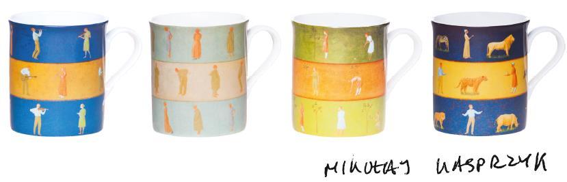 Kubki z najwyższej jakości porcelany kostnej Bone China ciekawie obrazujące życie człowieka i przyrodę
