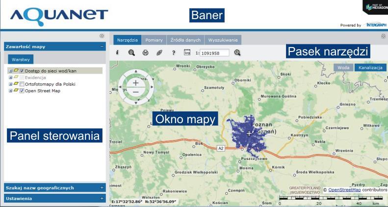 Geospatial Portal składa się z następujących elementów Baneru Panelu