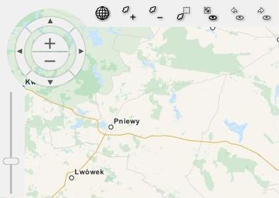 Pasek narzędziowy nawigatora Zmiana skali Skalę mapy można zmienić na kilka sposobów: Wykorzystując przyciski Nawigatora + lub aby przybliżyć mapę, - lub aby oddalić mapę.