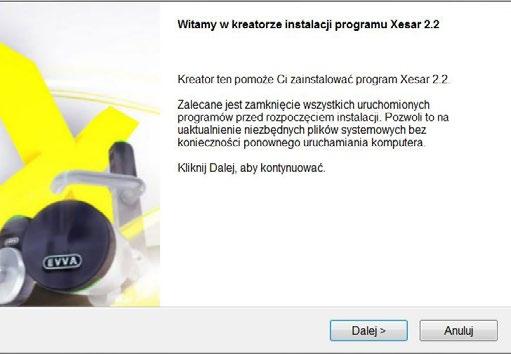 Po rejestracji należy pobrać najnowszą wersję oprogramowania Xesar ze strony: www.evva.