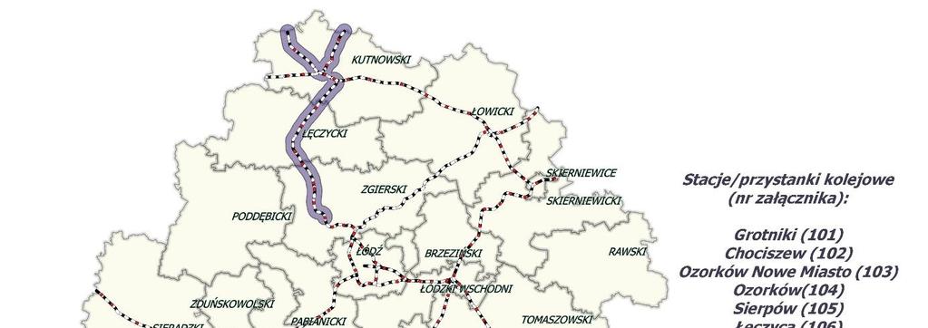 Studium integracji transportu kolejowego pasażerskiego z innymi środkami transportu dla Województwa Łódzkiego Korytarz VII