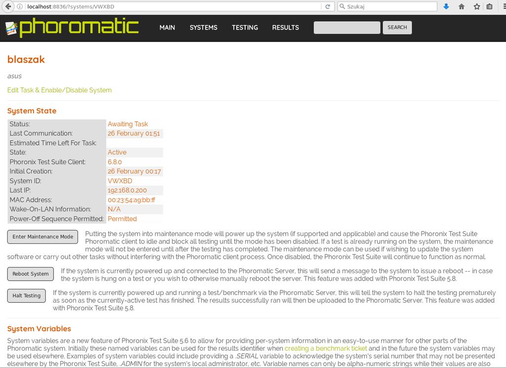 Phoromatic - maszyna testowa Jacek Danecki