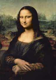 LE LOUVRE pas de sourcils et pas de cils Au fond le paysage Le sourire mysterieux La robe foncee Les mains croisees