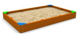 7. Urządzenie zabawowe piaskownica drewniana z siedziskami, według projektu firmy FIGLER 1 kpl prostokątna o wymiarach min.: (dł. x szer. x wys.