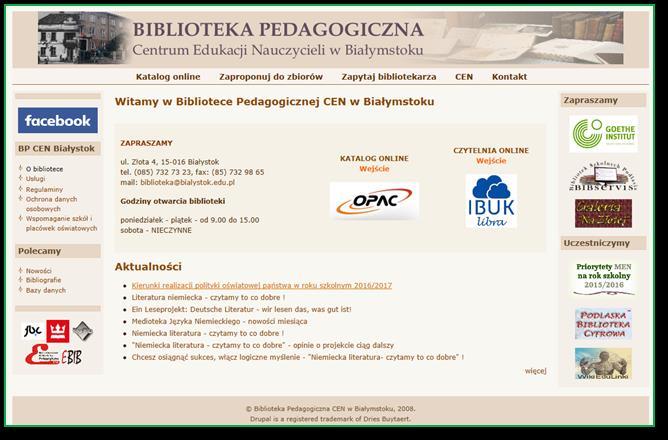 Informator 2017/2018 PREZENTACJA CENTRUM Centrum Edukacji Nauczycieli w Białymstoku ul. Złota 4, 15-016 BIAŁYSTOK tel. 85 73 29 867, 73 29 869, fax: 73 29 865 http://cen.bialystok.pl, e-mail: cen@cen.