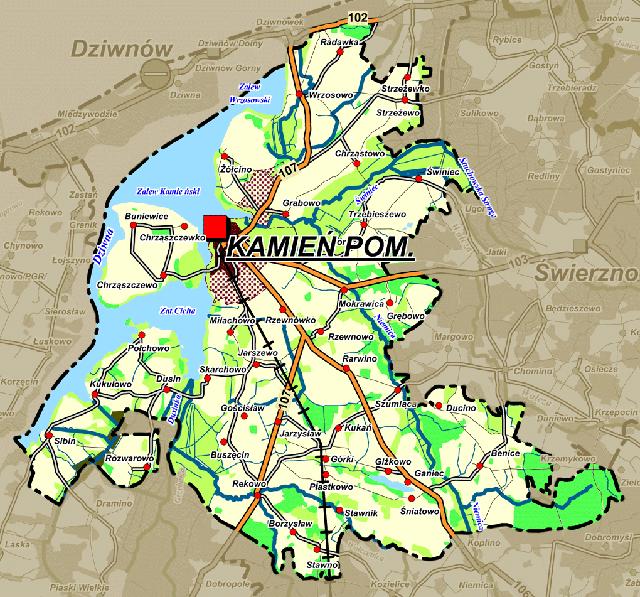 I. Ogólna charakterystyka gminy Kamień Pomorski, obejmująca 23 miejscowości sołeckie, usytuowana jest w północno zachodniej części województwa zachodniopomorskiego, w pasie nadmorskim.