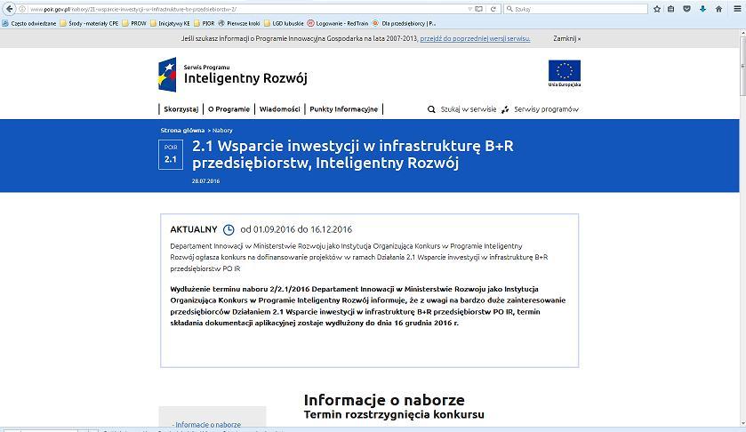 Wsparcie inwestycji w infrastrukturę B+R przedsiębiorstw 2.