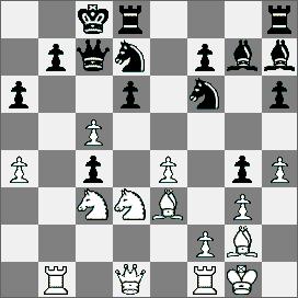 823.Obrona staroindyjska [A53] GM Ding Liren (Chiny) 2732 GM Dżobawa (Gruzja) 2727 1.d4 d6 2.Sf3 Sf6 3.c4 Gf5 4.Sc3 h6 5.g3 Sbd7 6.Gg2 c6 7.d5 c5 8.0 0 g5 9.h4 g4 10.Se1 Gg7 11.e4 Gh7 12.Sd3 a6 13.