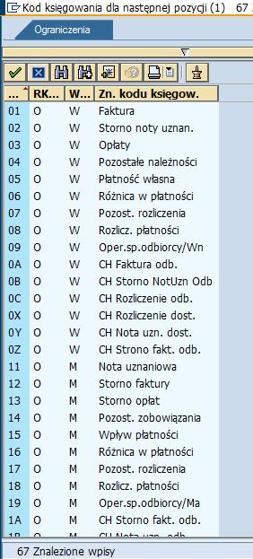KOD KSIĘGOWANIA Kody księgowania definiuje czy dana pozycja księgowana jest po stronie debetowej czy kredytowej oraz w jakiej księdze księgowana jest dana pozycja.