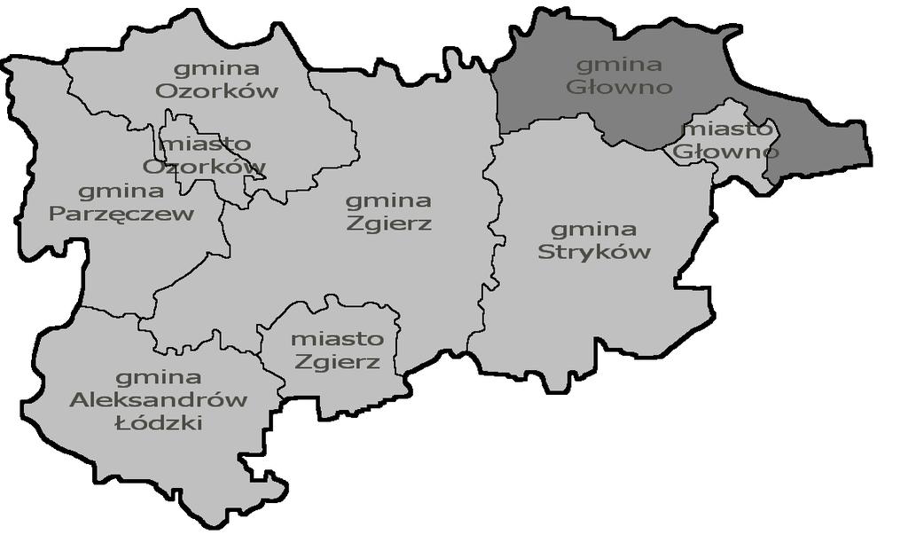 DLA GMINY GŁOWNO NA LATA 2032 8. Informacje o gminie Gmina Głowno to gmina wiejska, położona w centralnej części województwa łódzkiego, na północ od Łodzi.