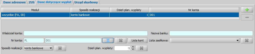 Jeżeli wszystkie powyższe parametry zostaną ustawione na wartość TAK i w systemie nie zdefiniowano oddzielnych danych realizacji dla modułów, to po zmodyfikowaniu danych realizacji wypłat we wniosku