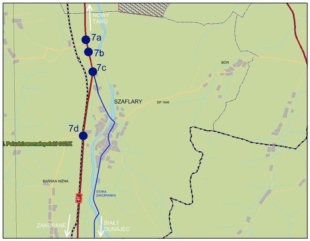 Rejon 7. Szaflary 1. Plan orientacyjny rejonu: I. MAŁE MODERNIZACJE UKŁADU TRANSPORTOWEGO 2.