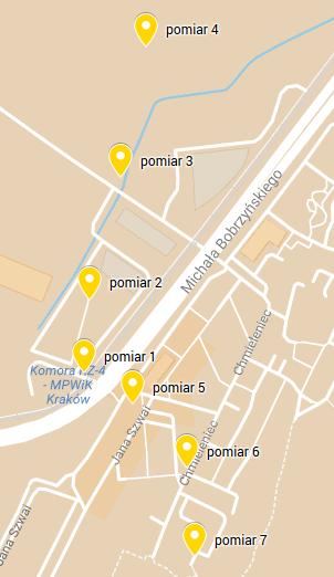 Strona 6 z 27 Rysunek 2. Mapa sytuacyjna z miejscami pomiaru 3.2.2. Przeprowadzenie oceny zagrożenia korozyjnego rozpływem prądów błądzących z trakcji MPK metodą korelacyjną.