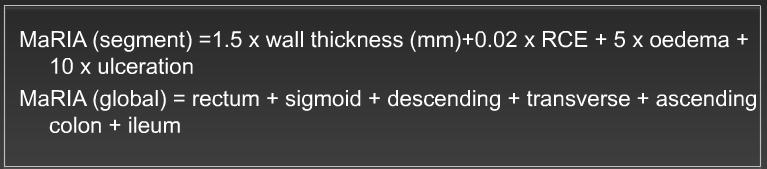 MaRIA Magnetic Resonance Index of Activity Grubość ściany Wzmocnienie kontrastowe Obrzęk Owrzodzenie