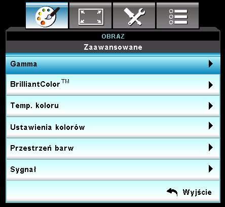 Jasność Rozjaśnienie lub przyciemnienie obrazu. Kontrast Ustawienie różnicy pomiędzy jasnymi i ciemnymi miejscami. Ostrość Wyostrzenie lub zmiękczenie obrazu.